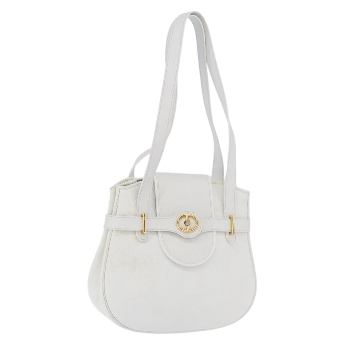 Christian Dior Vintage Leather White_Gold Leather Shoulder Bag Bag (Pre-Owned)