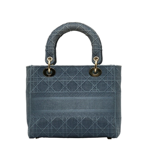 Dior Lady Dior Blue Canvas Handbag (Pre-Owned)