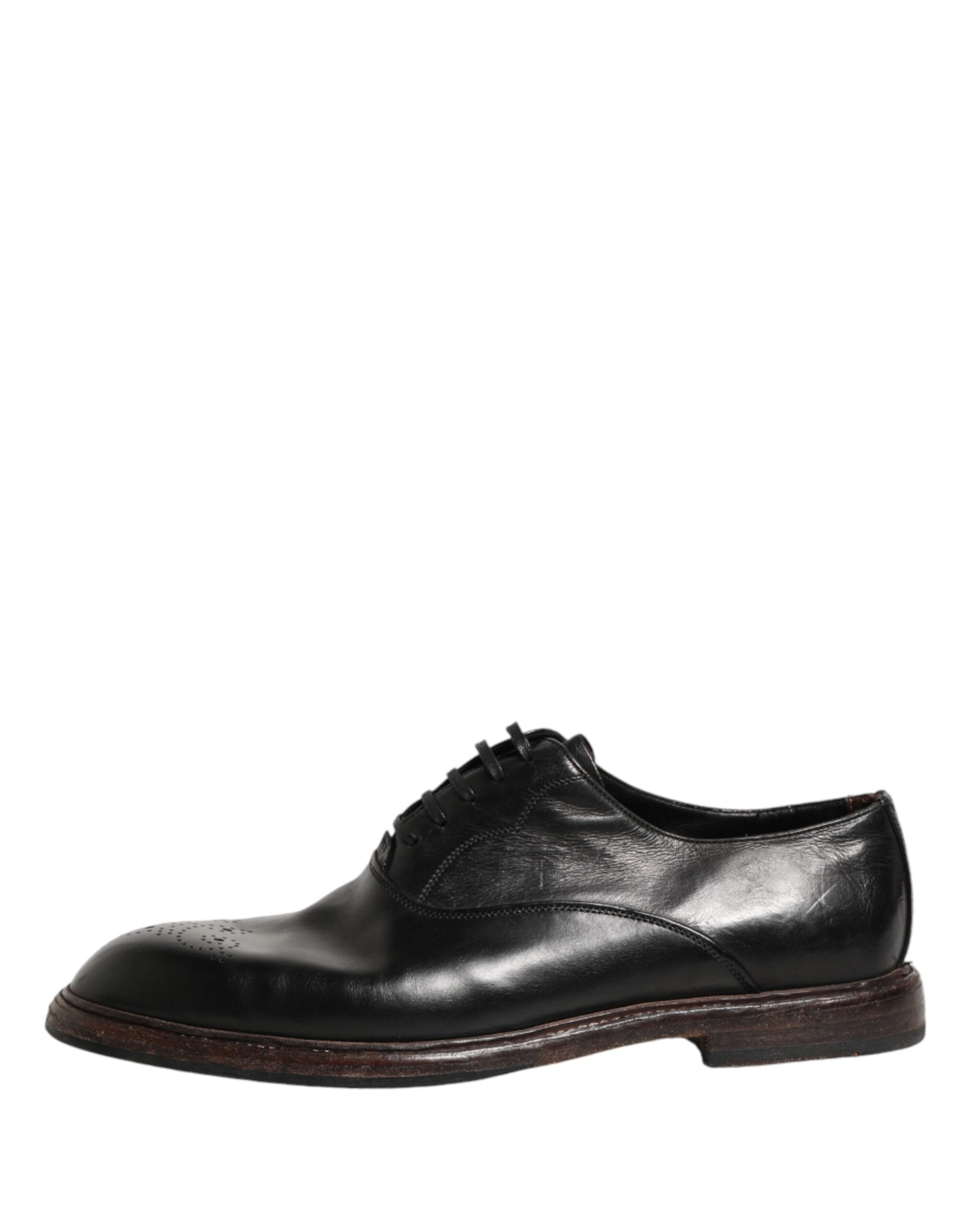 Dolce & Gabbana Black Calfskin Leather Oxford Dress Men's Shoes