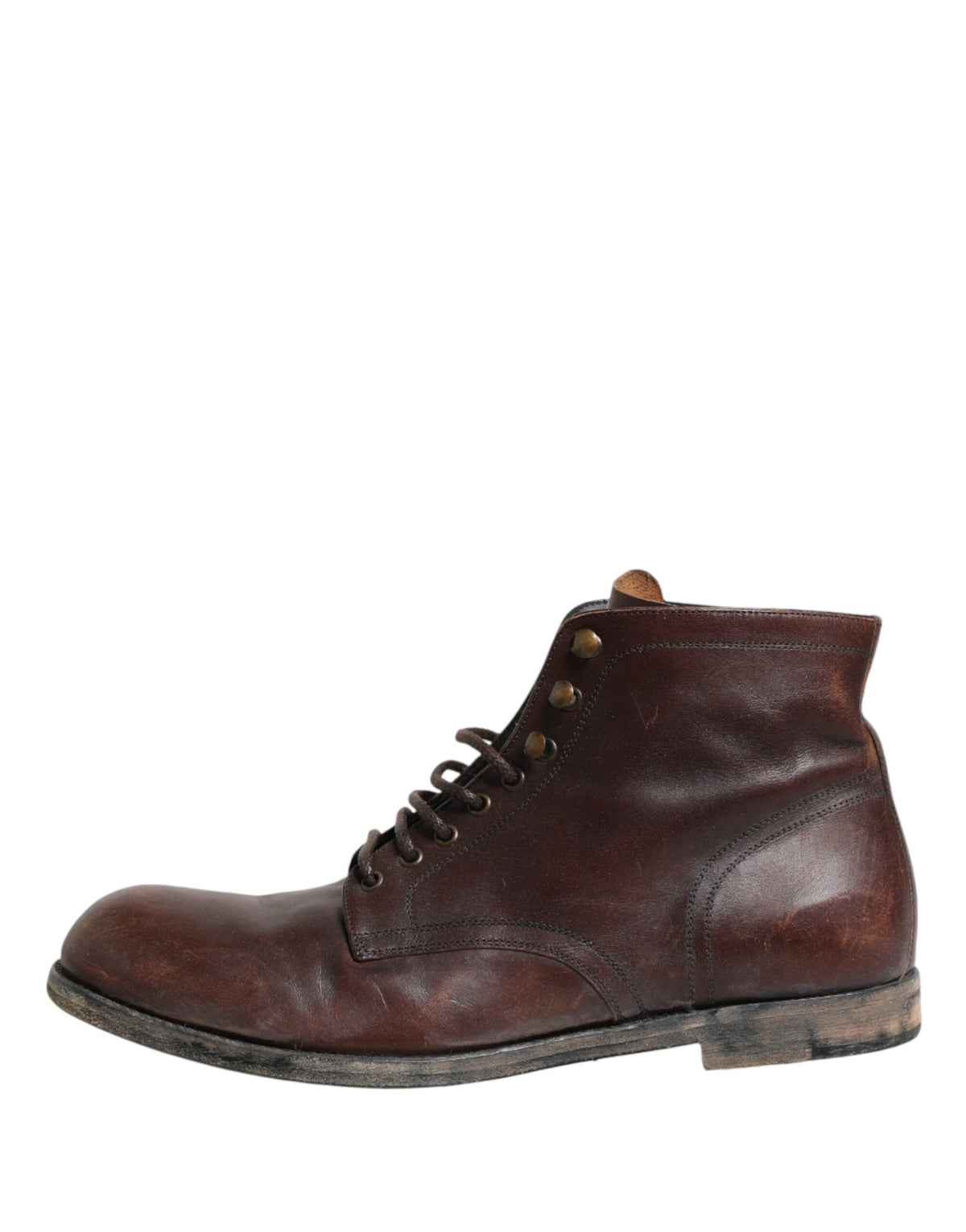Dolce & Gabbana Brown Lace Up Short Ankle Boots Men Men's Shoes