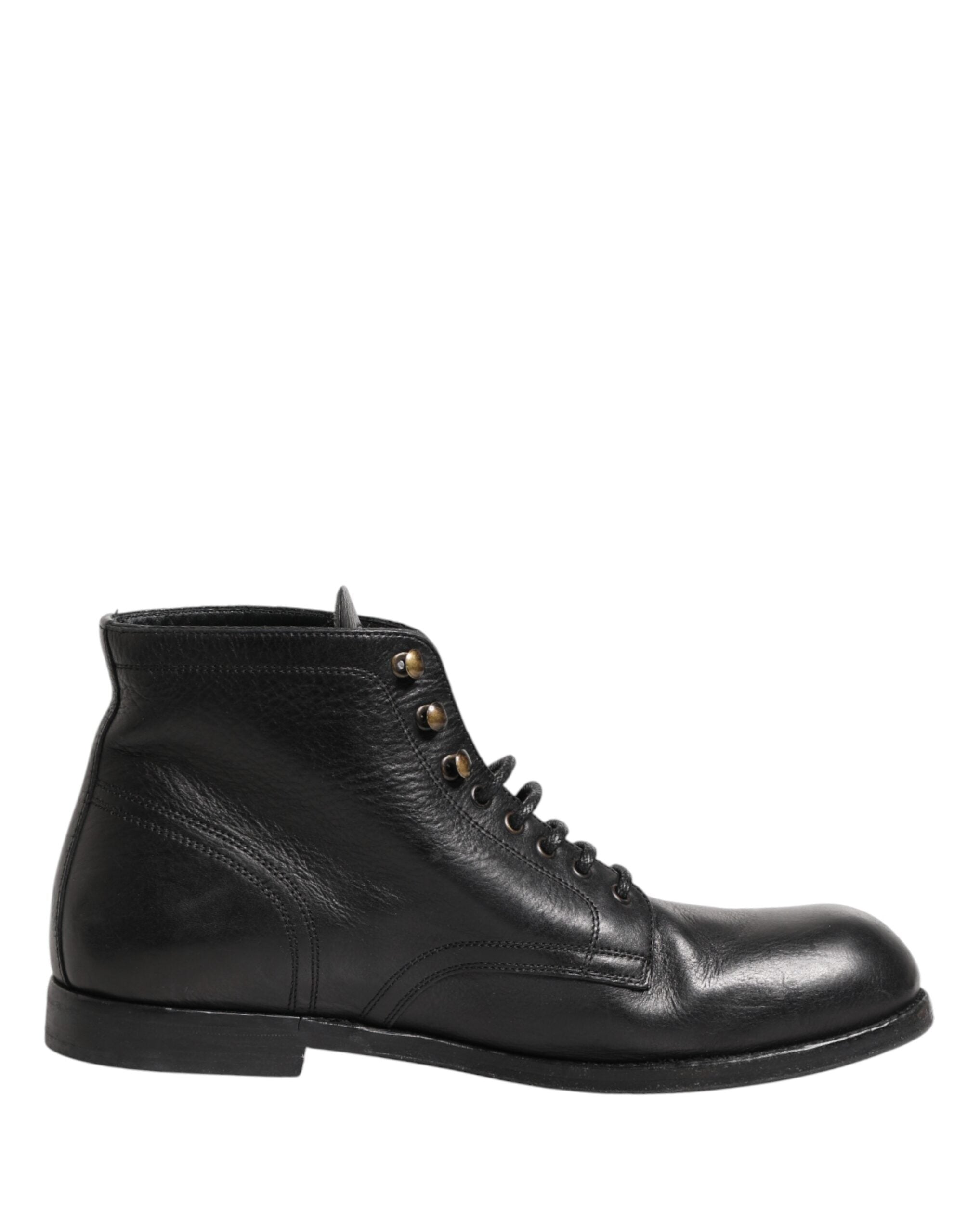 Dolce & Gabbana Black Lace Up Short Ankle Boots Men Men's Shoes