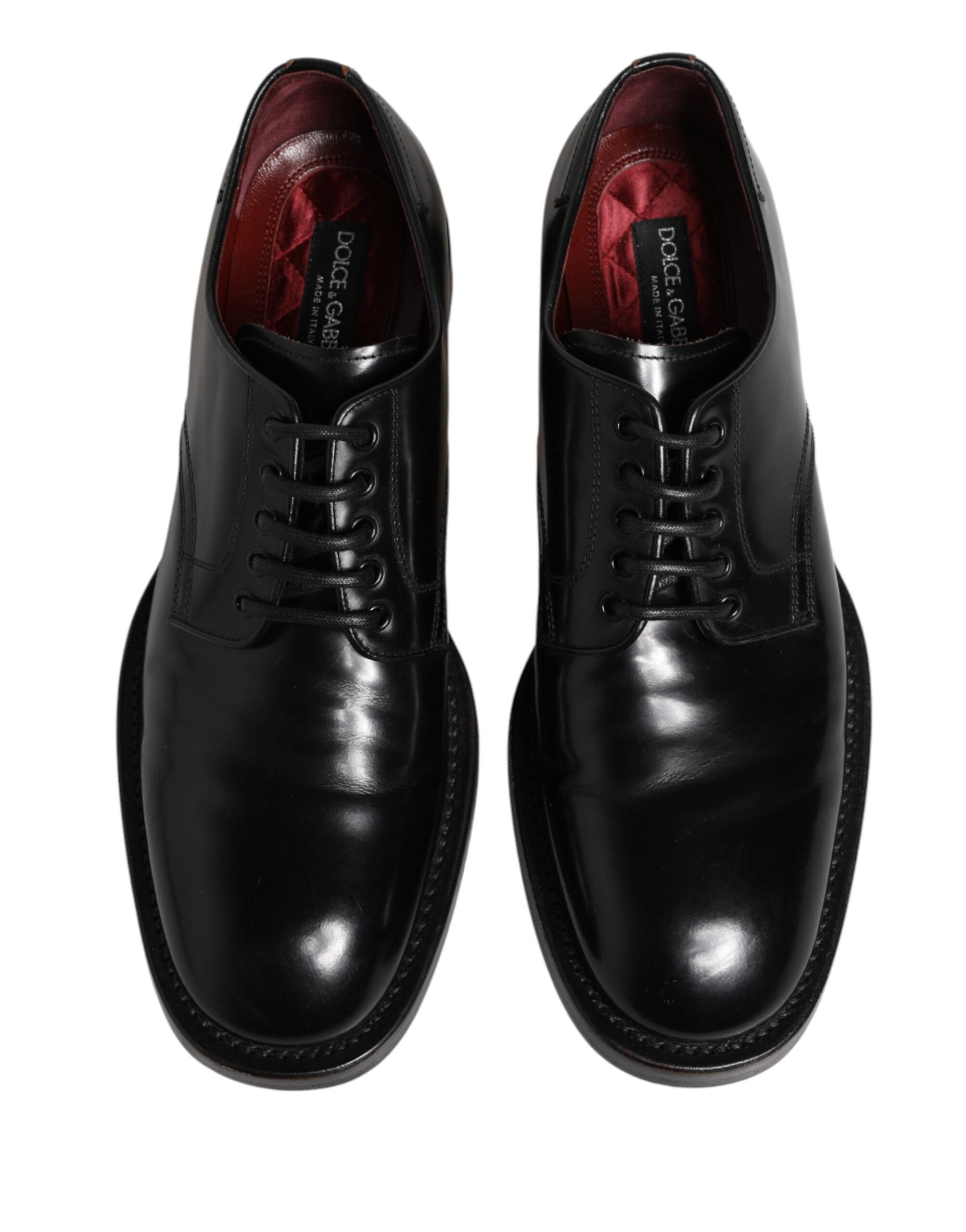 Dolce & Gabbana Black Lace Up Leather Dress Derby Men Men's Shoes (Pre-Owned)