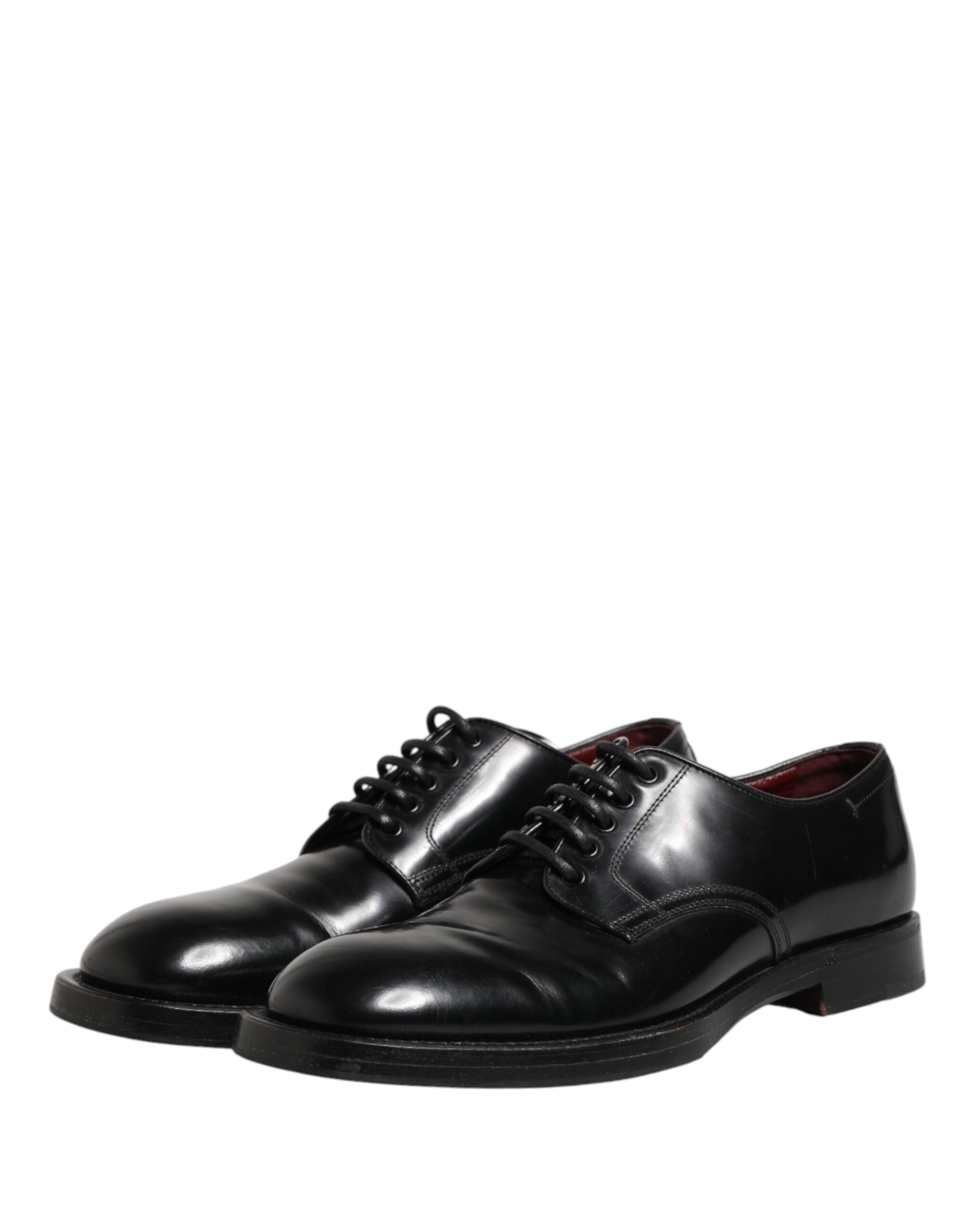 Dolce & Gabbana Black Lace Up Leather Dress Derby Men Men's Shoes (Pre-Owned)