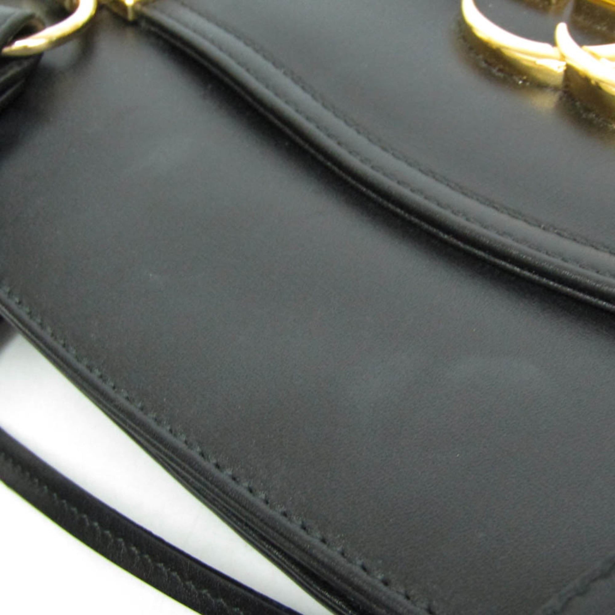 Gucci Arli Top Handle Leather Black Leather Handbag (Pre-Owned)