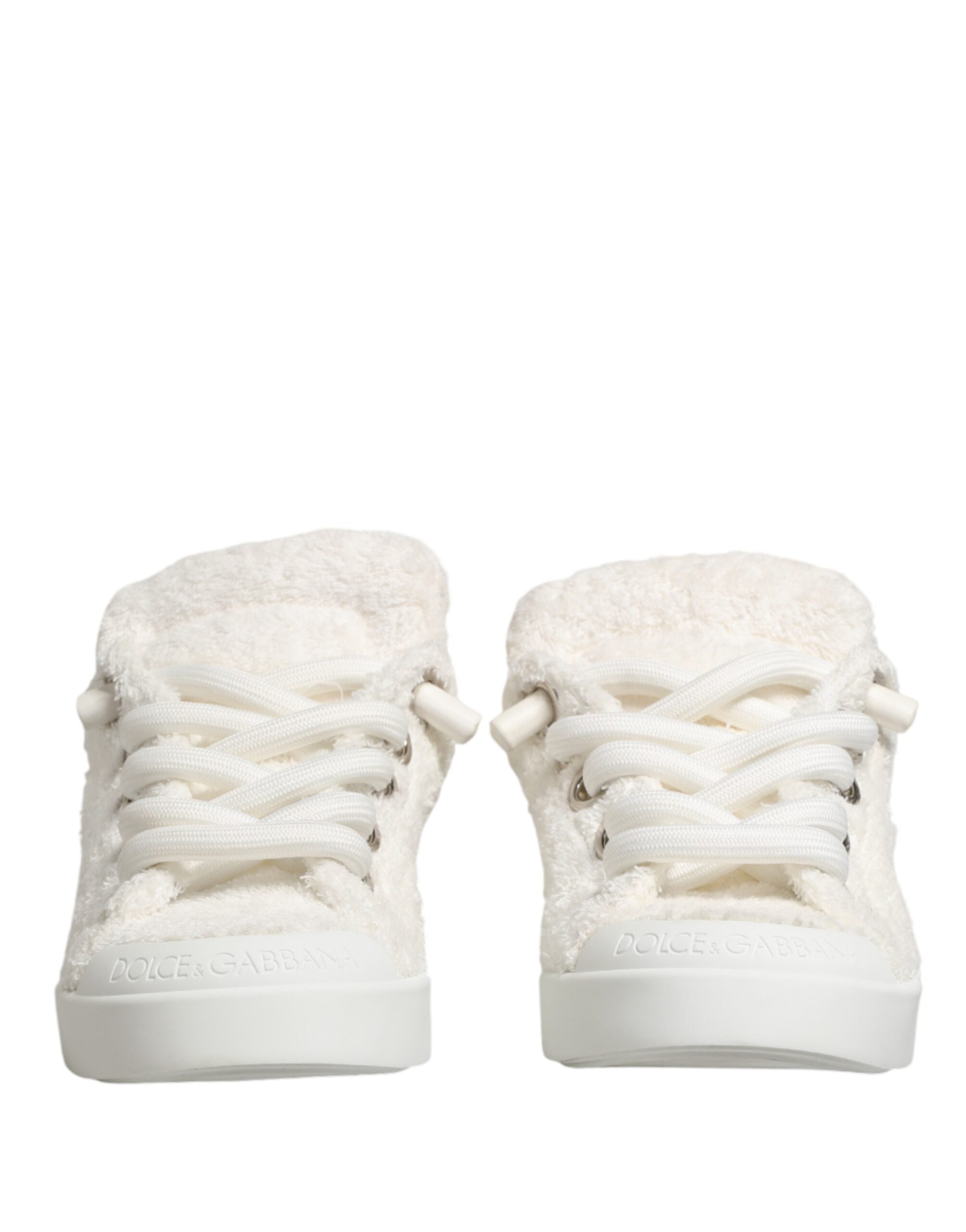 Dolce & Gabbana White Faux Shearling Low Top Sneakers  Men's Shoes