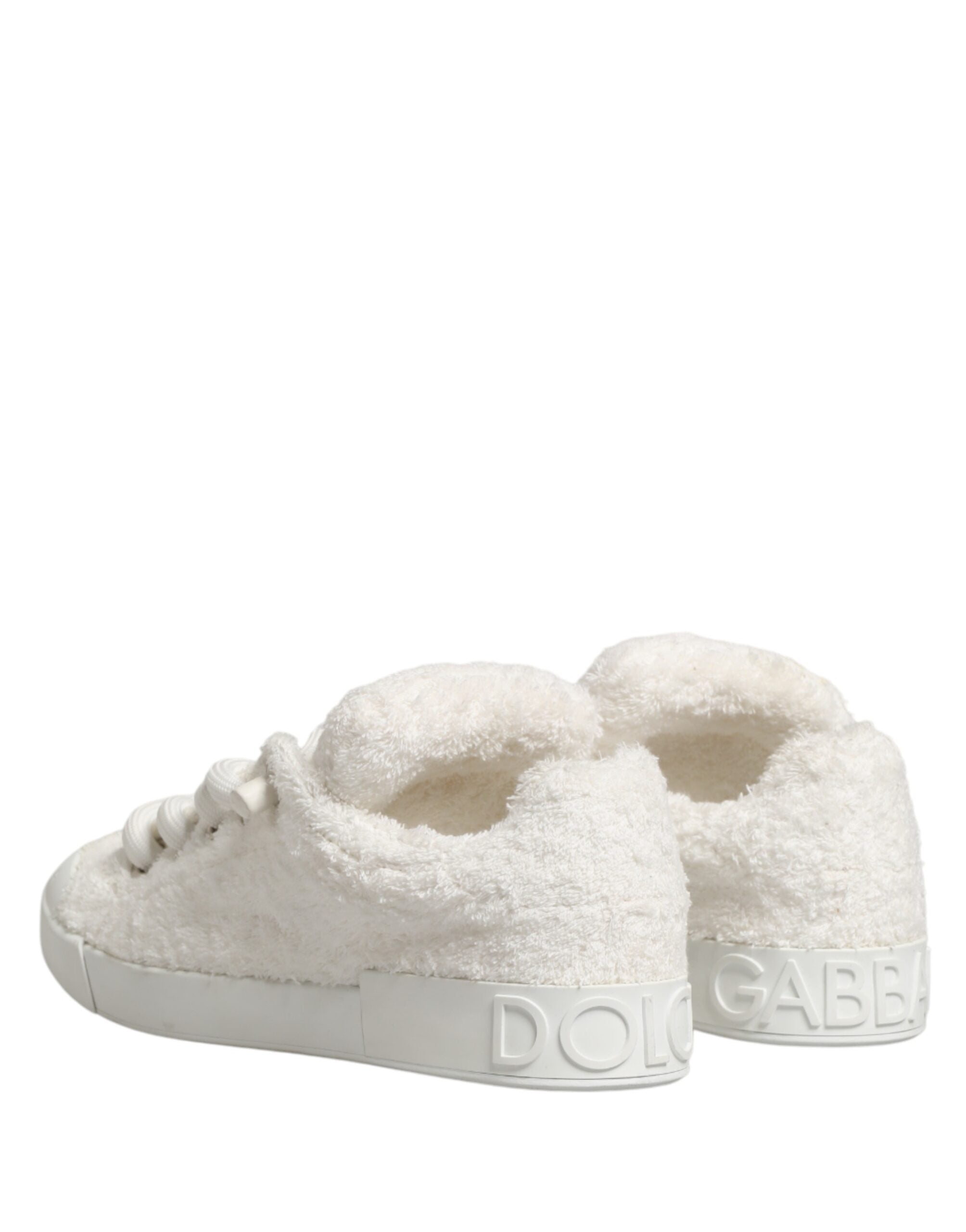 Dolce & Gabbana White Faux Shearling Low Top Sneakers  Men's Shoes