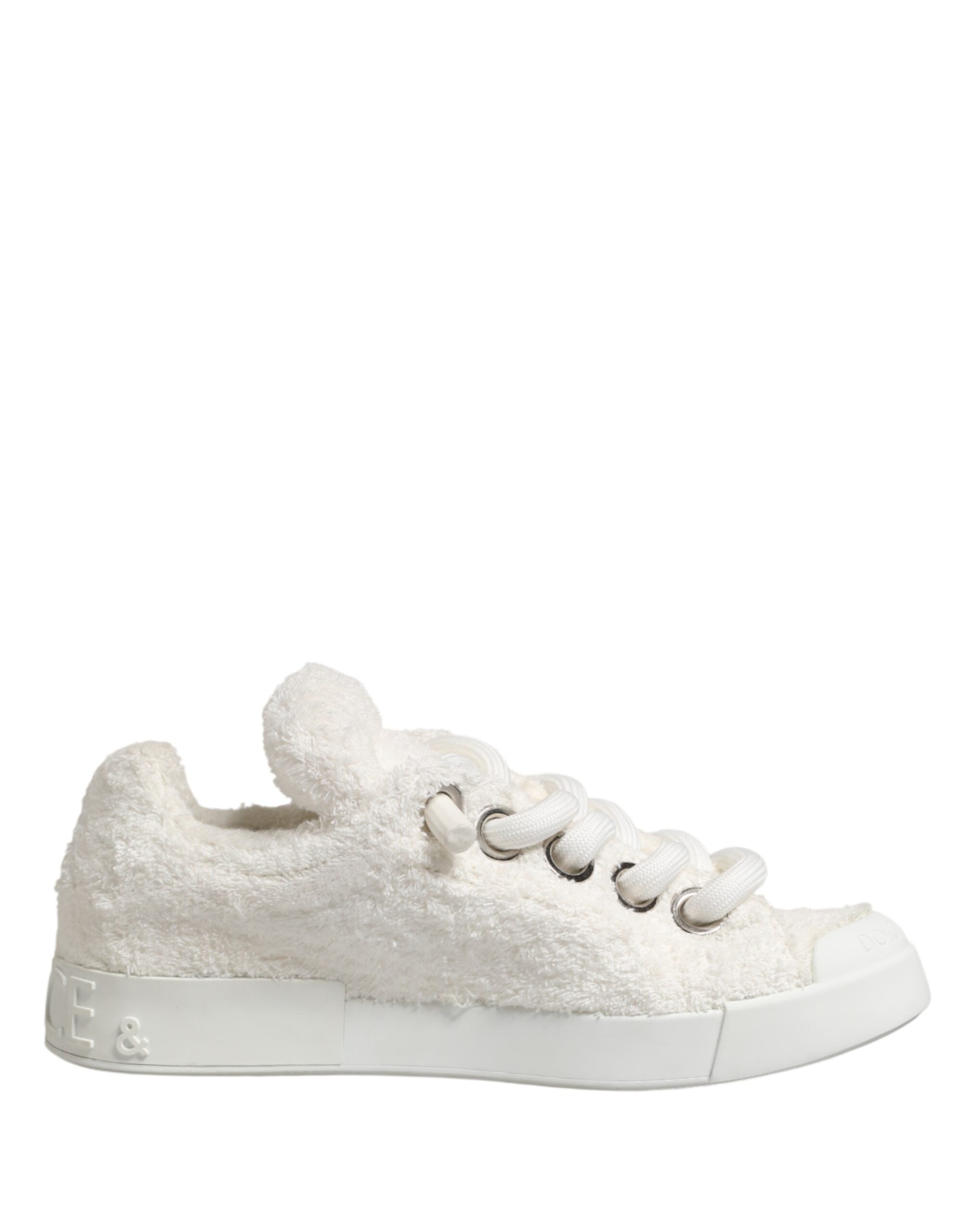 Dolce & Gabbana White Faux Shearling Low Top Sneakers  Men's Shoes