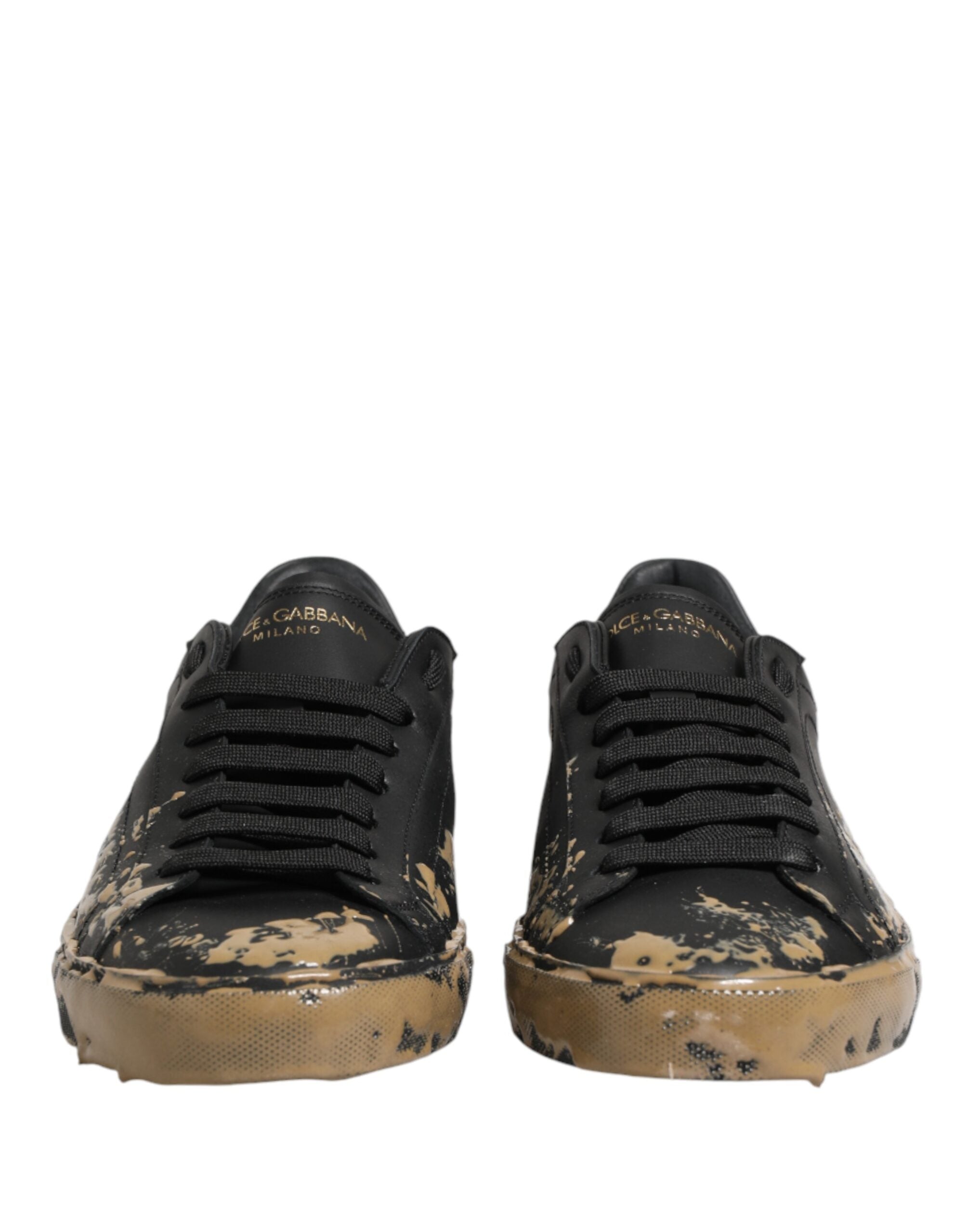 Dolce & Gabbana Black Portofino Mud Effect Low Top Sneakers Men's Shoes