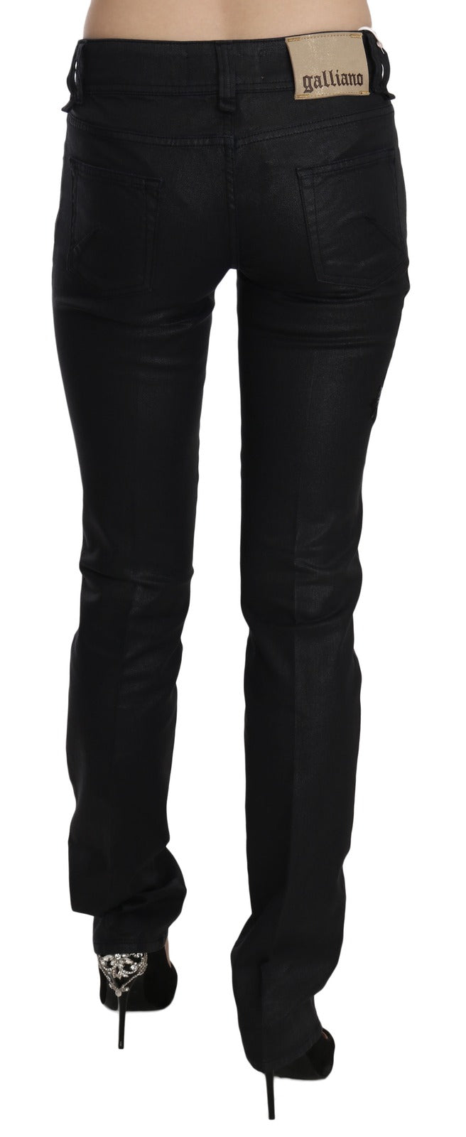 John Galliano Black Swan Floral Embroidered Mid Waist Skinny Denim Women's Jeans