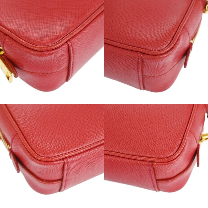 Prada Saffiano Red Leather Shoulder Bag (Pre-Owned)