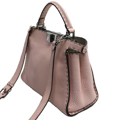 Fendi Peekaboo Pink Leather Shoulder Bag (Pre-Owned)