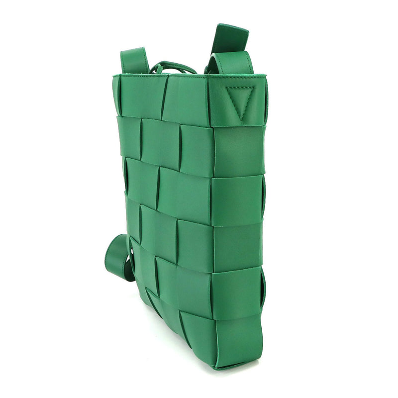 Bottega Veneta Cassette Green Leather Shoulder Bag (Pre-Owned)