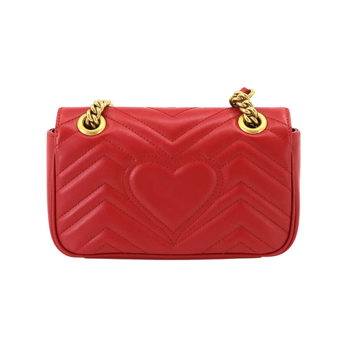 Gucci Gg Marmont Red Leather Shoulder Bag (Pre-Owned)