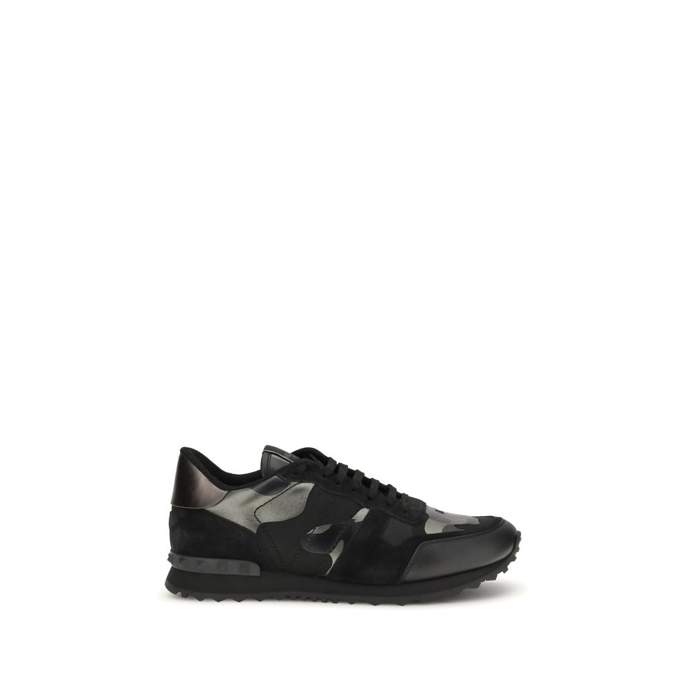 Valentino Garavani Black Calf Leather Bos Taurus Athletic Men's Sneakers