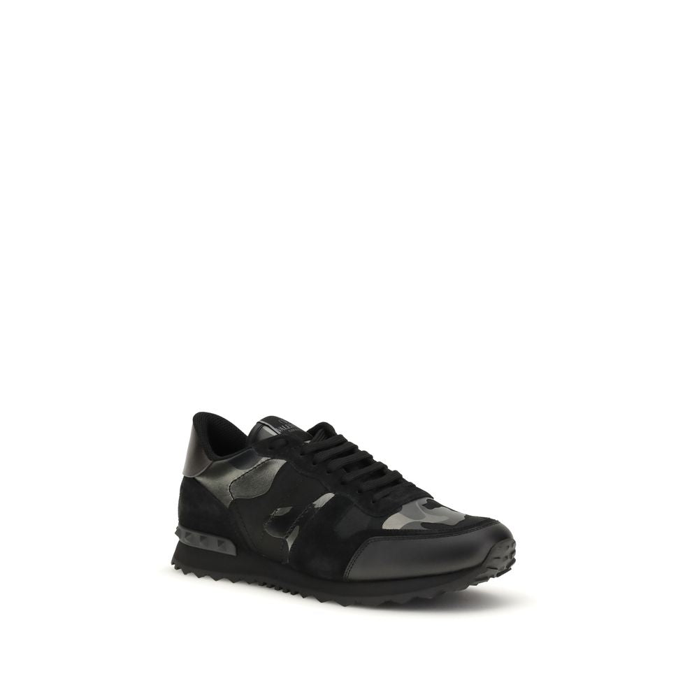 Valentino Garavani Black Calf Leather Bos Taurus Athletic Men's Sneakers