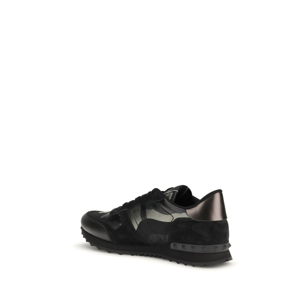Valentino Garavani Black Calf Leather Bos Taurus Athletic Men's Sneakers