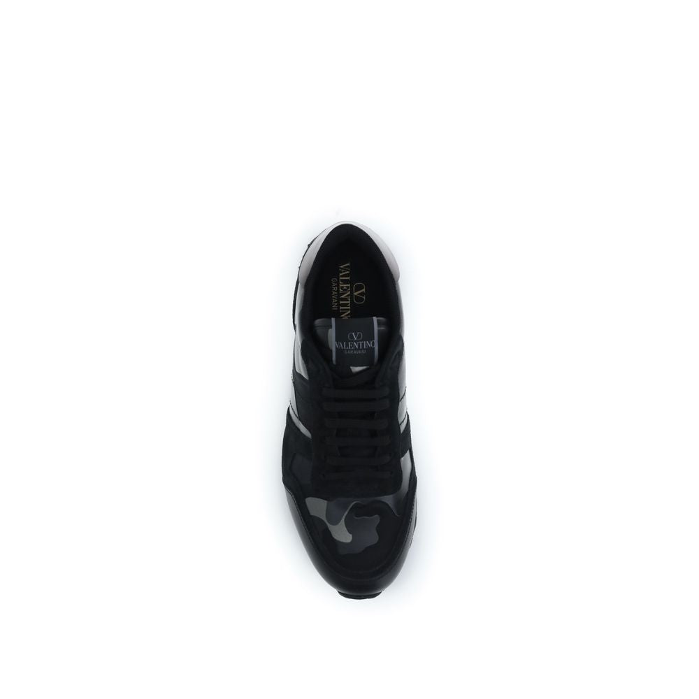 Valentino Garavani Black Calf Leather Bos Taurus Athletic Men's Sneakers