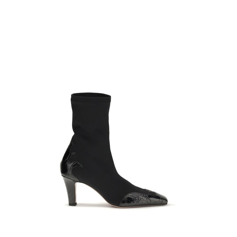Paris Texas Black Calf Leather Bos Taurus Ankle Women's Boots