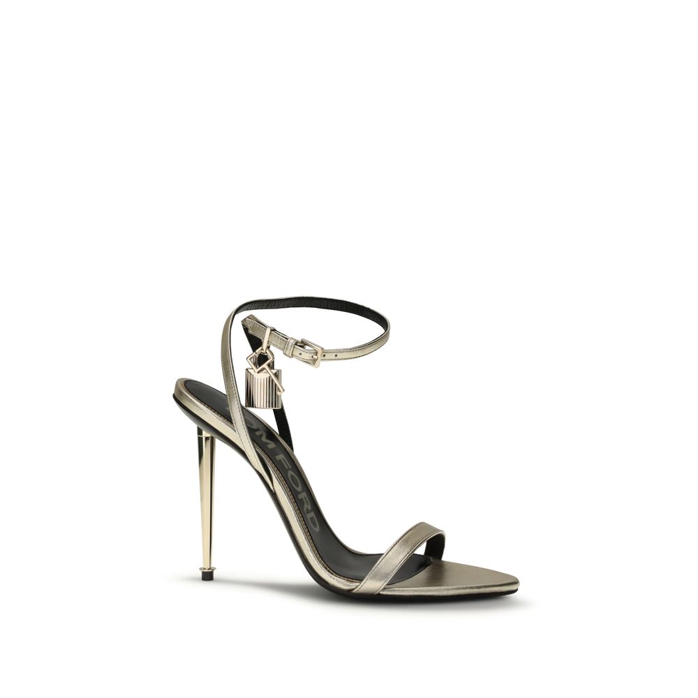 Tom Ford Gold Goatskin Stiletto Heel Women's Sandals