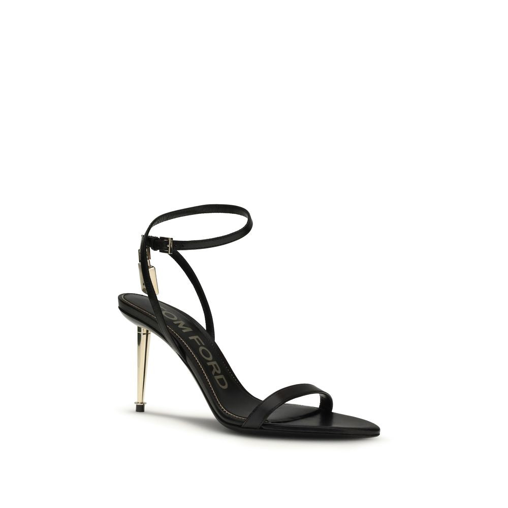 Tom Ford Black Goatskin Stiletto Heel Women's Sandals
