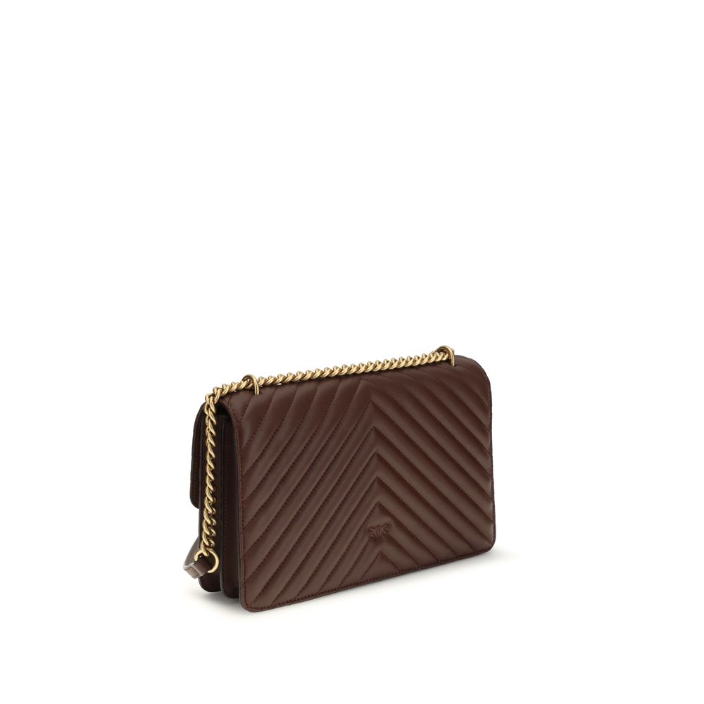 PINKO Brown Calf Leather Bos Taurus Shoulder Women's Bag
