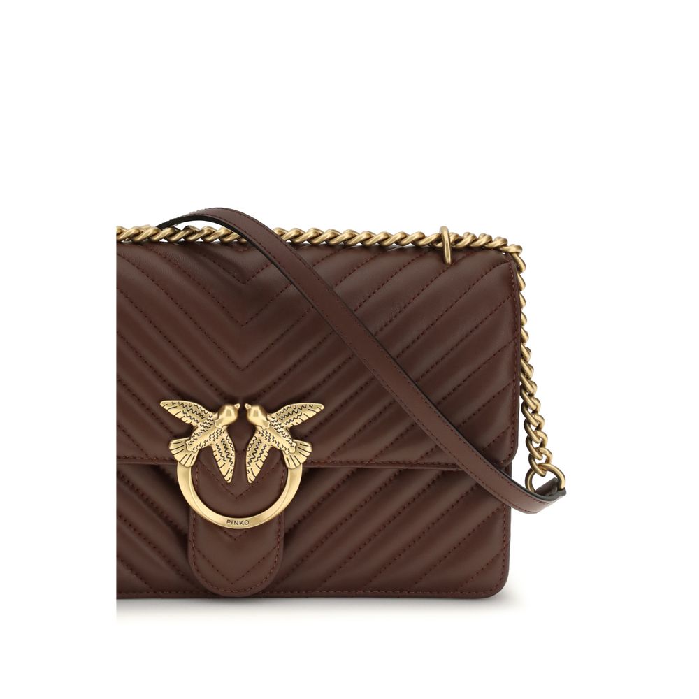 PINKO Brown Calf Leather Bos Taurus Shoulder Women's Bag