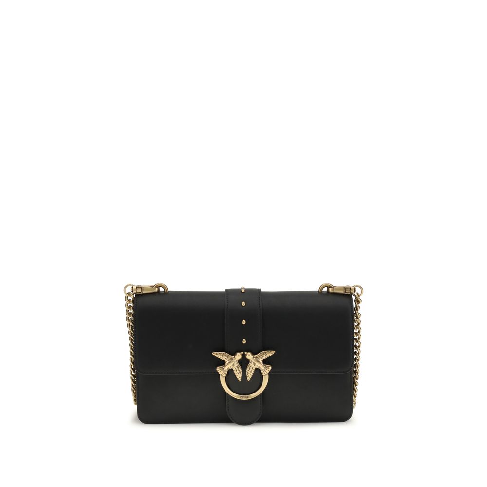 PINKO Black Calf Leather Bos Taurus Shoulder Women's Bag