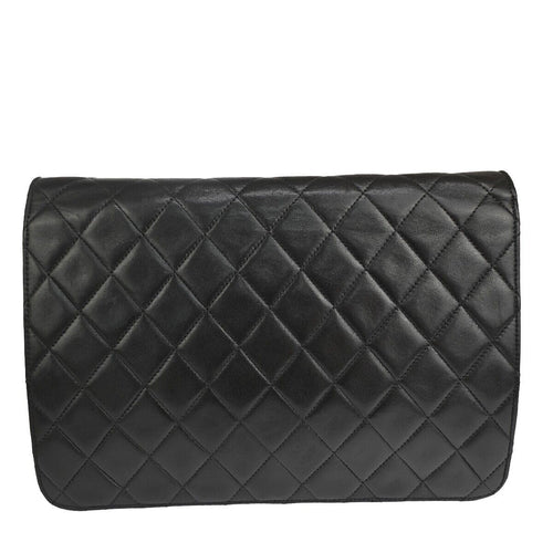 Chanel Classic Flap Black Leather Shoulder Bag (Pre-Owned)