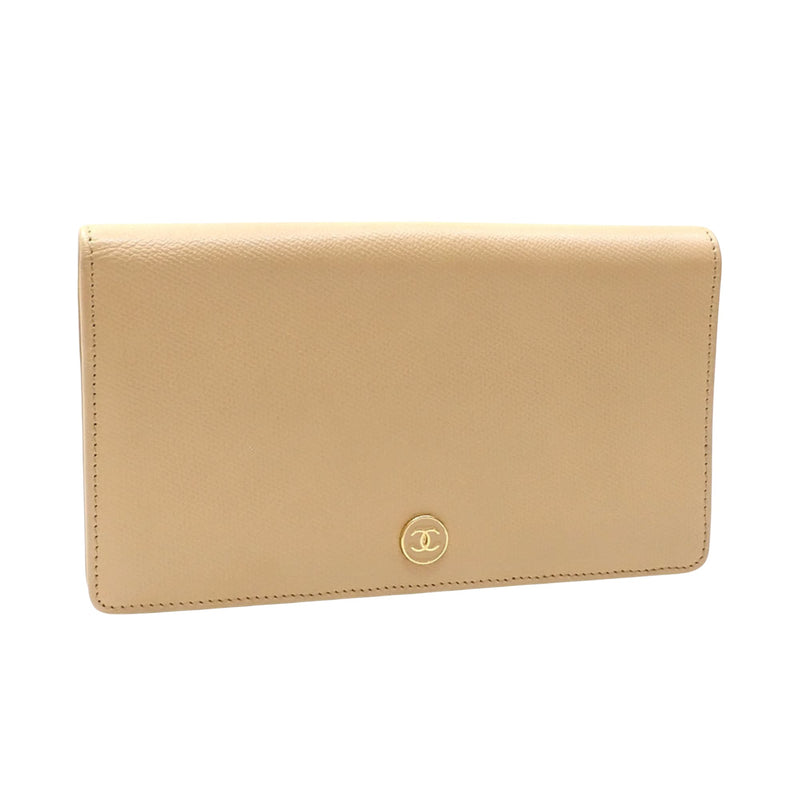 Chanel Beige Leather Wallet  (Pre-Owned)