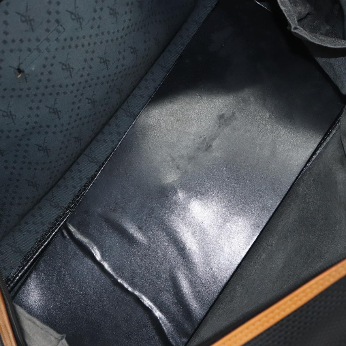 Saint Laurent Vintage Boston Pvc Leather Black Canvas Travel Bag Bag (Pre-Owned)