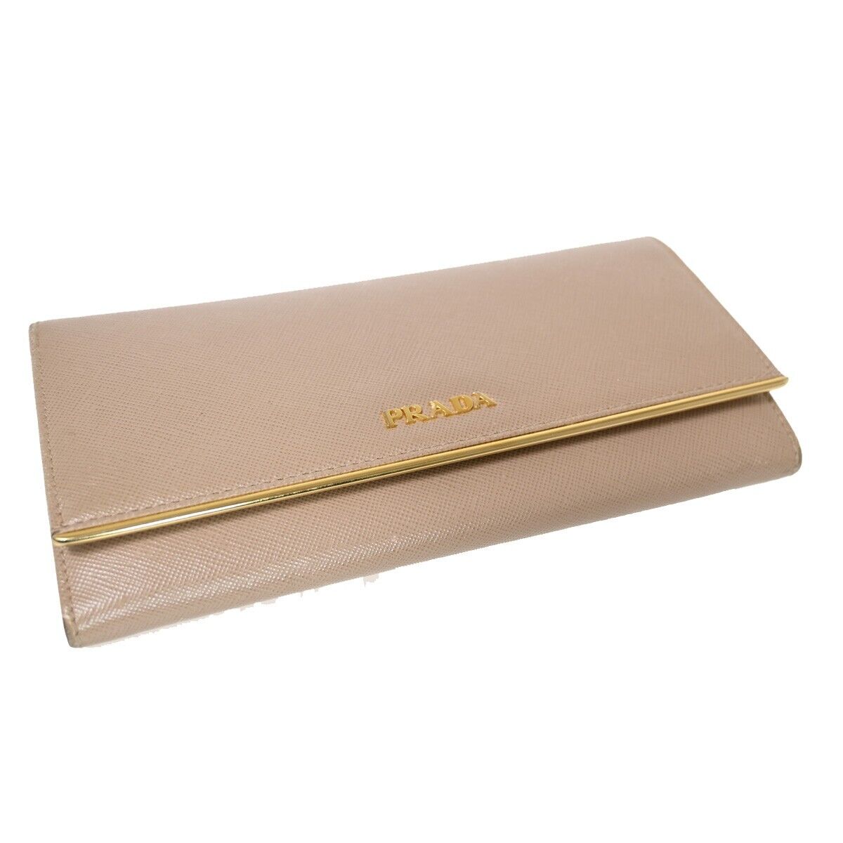 Prada Saffiano Beige Leather Wallet  (Pre-Owned)