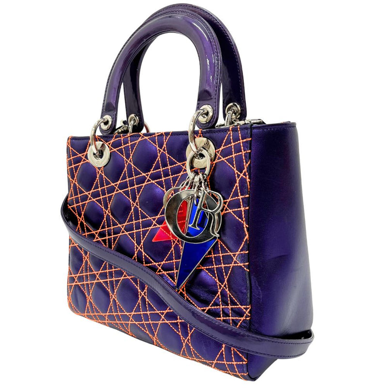 Dior Lady Dior Purple Leather Handbag (Pre-Owned)