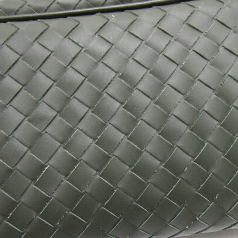 Bottega Veneta Intrecciato Khaki Leather Clutch Bag (Pre-Owned)