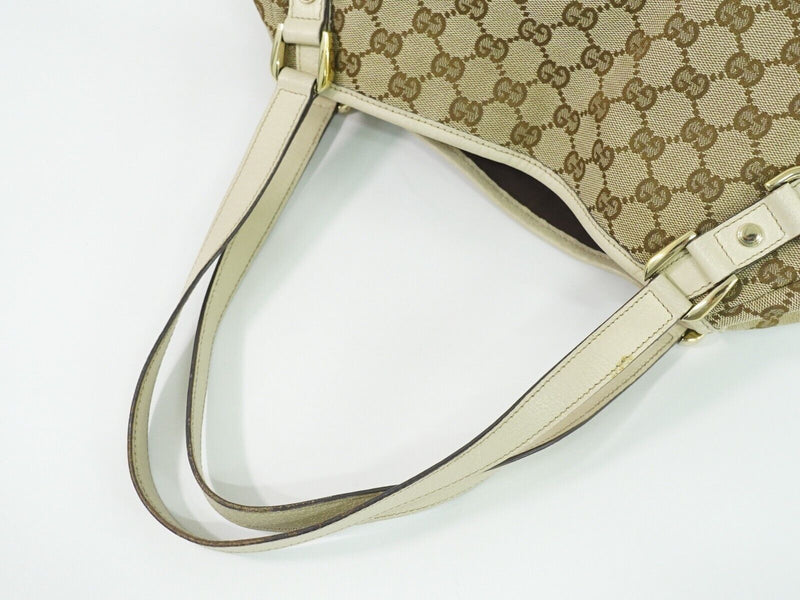 Gucci Abbey Beige Canvas Handbag (Pre-Owned)