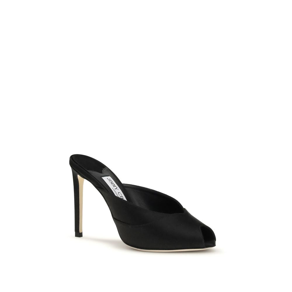 Jimmy Choo Black Calf Leather Bos Taurus Stiletto Heel Women's Sandals