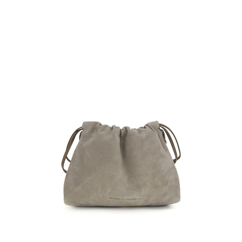 Brunello Cucinelli Gray Calf Leather Bos Taurus Clutch Women's Bag