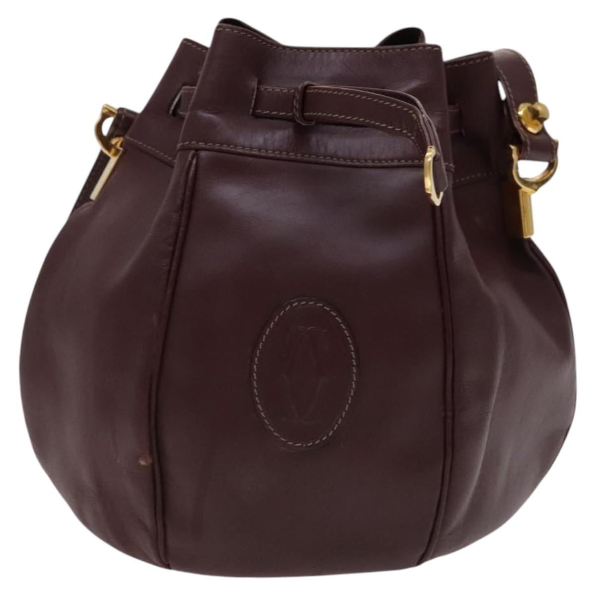 Cartier Must De Cartier Burgundy Leather Shoulder Bag (Pre-Owned)