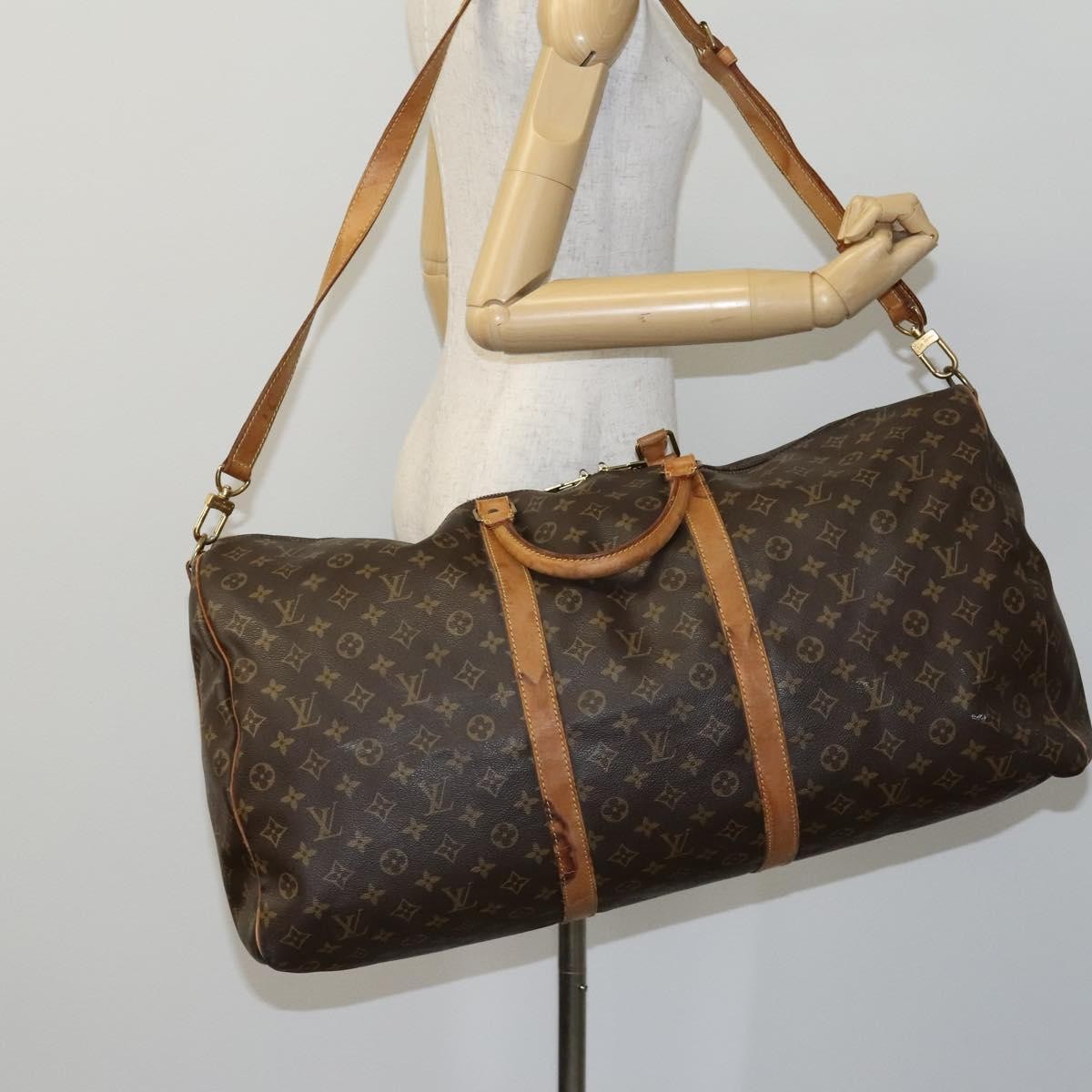 Louis Vuitton Keepall Bandouliere Monogram Canvas Brown Canvas Travel Bag Bag (Pre-Owned)