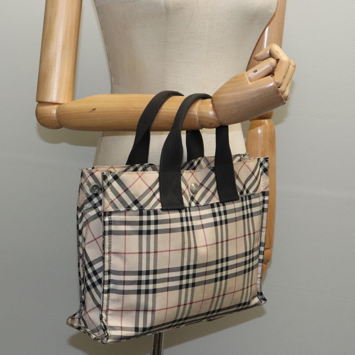 Burberry Nova Check Beige Synthetic Tote Bag (Pre-Owned)