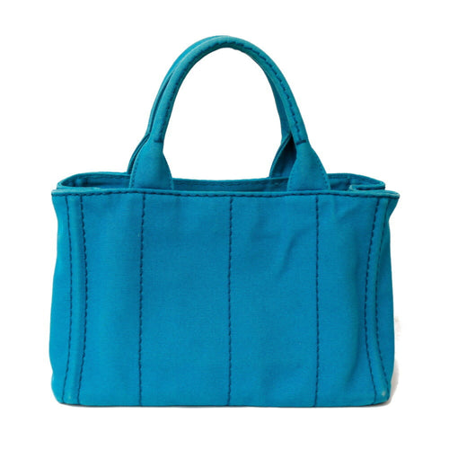 Prada Canapa Blue Canvas Tote Bag (Pre-Owned)