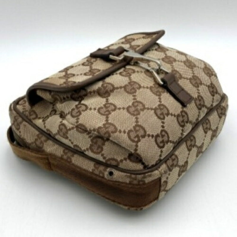 Gucci Jackie Brown Canvas Shoulder Bag (Pre-Owned)
