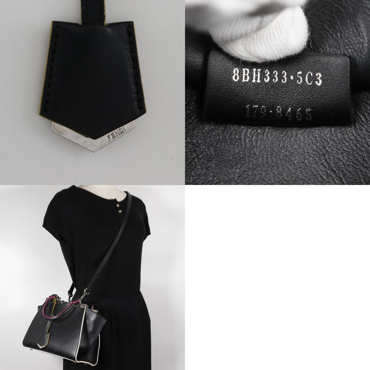 Fendi Petite 3Jours Leather Black Leather Handbag (Pre-Owned)