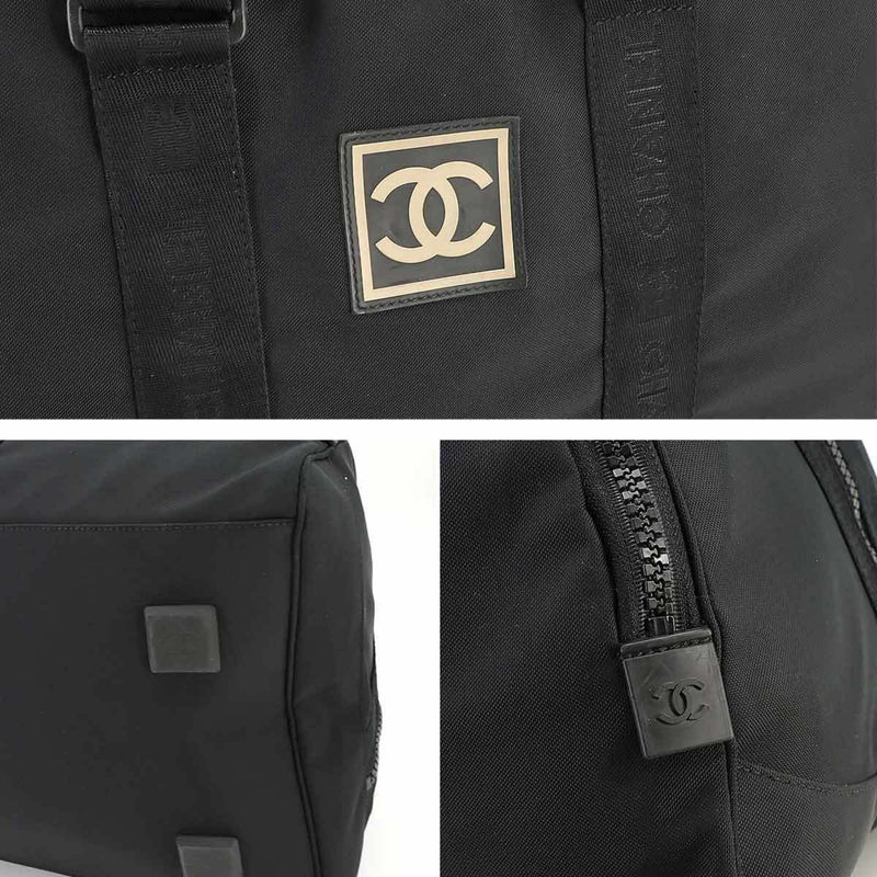 Chanel Coco Mark Black Synthetic Travel Bag (Pre-Owned)