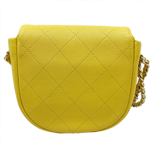 Chanel Matelassé Yellow Leather Shoulder Bag (Pre-Owned)