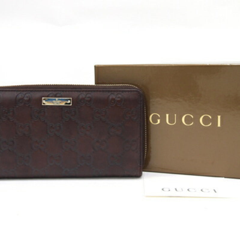 Gucci Zip Around Brown Leather Wallet  (Pre-Owned)