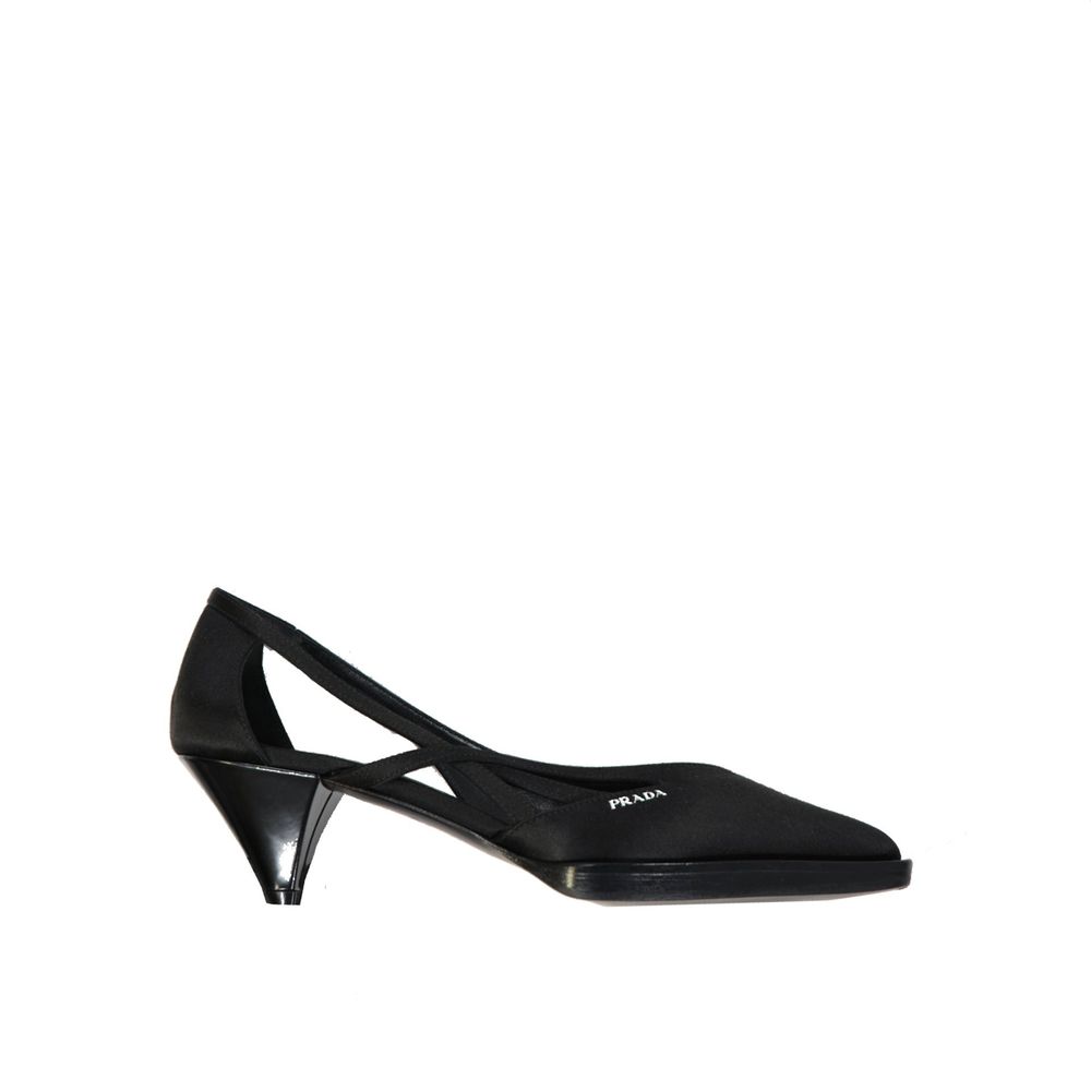 Prada Black Silk Mid Heel Women's Pumps