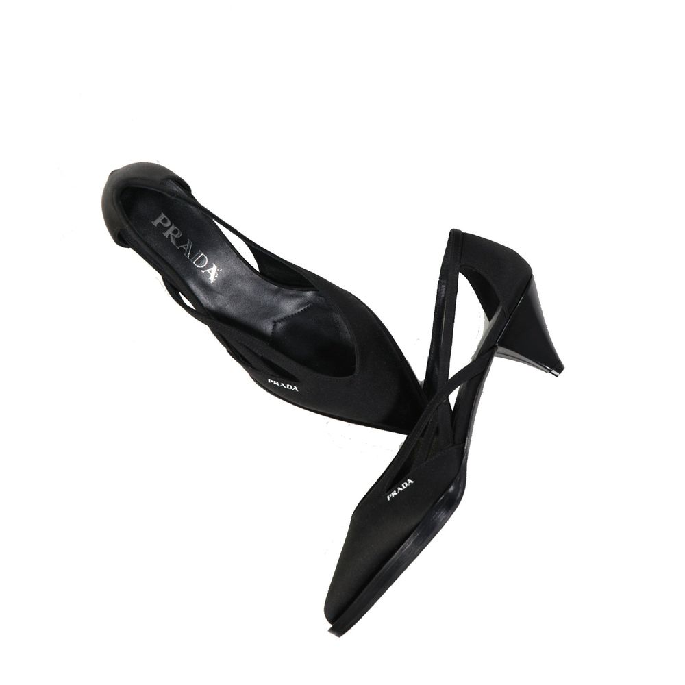 Prada Black Silk Mid Heel Women's Pumps