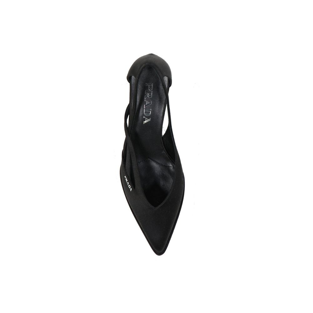 Prada Black Silk Mid Heel Women's Pumps