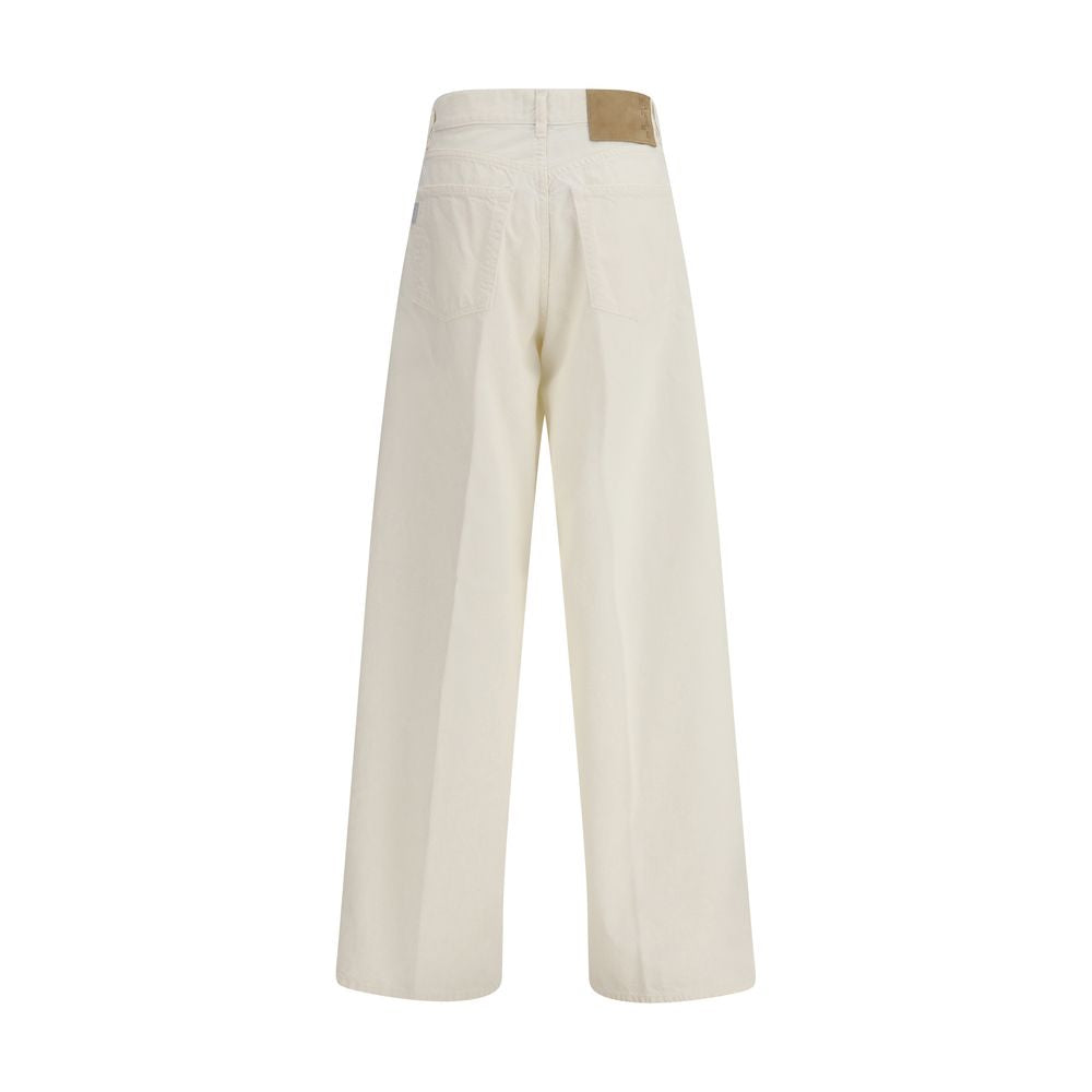 Haikure White Cotton Straight-Leg Women's Jeans