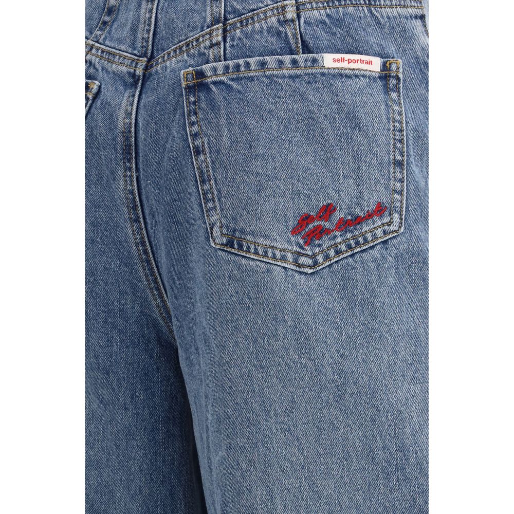 Self-Portrait Blue Cotton Relaxed Fit Women's Jeans